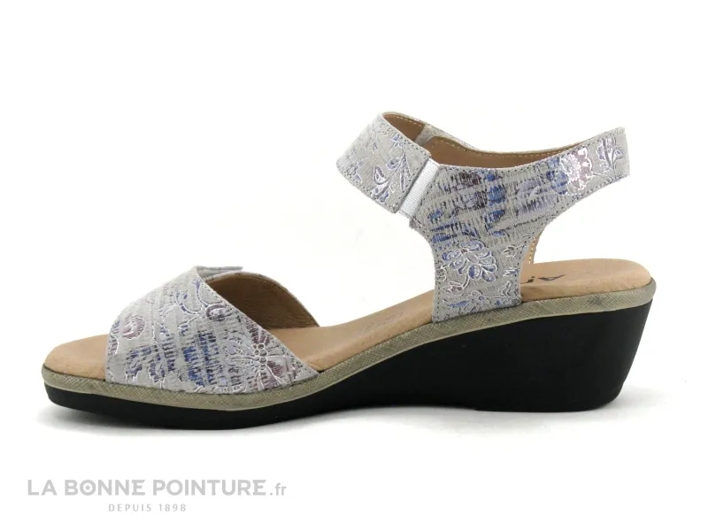 Achat chaussures Artika Femme Sandale et Nu-pieds, vente Artika NATY Honda gris - Sandale Femme 2 scratches - Talon compense