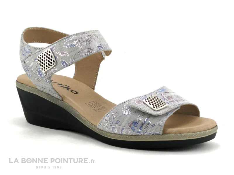 Achat chaussures Artika Femme Sandale et Nu-pieds, vente Artika NATY Honda gris - Sandale Femme 2 scratches - Talon compense