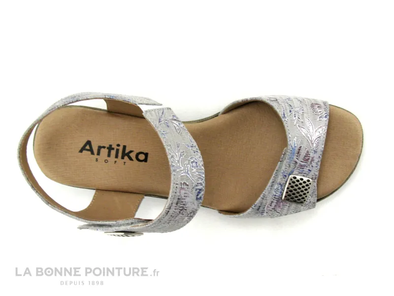 Achat chaussures Artika Femme Sandale et Nu-pieds, vente Artika NATY Honda gris - Sandale Femme 2 scratches - Talon compense