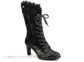 Achat chaussures Laura Vita Femme Botte, vente Laura Vita ALCBANEO 351 Noir - Botte a lacet Femme - Talon haut