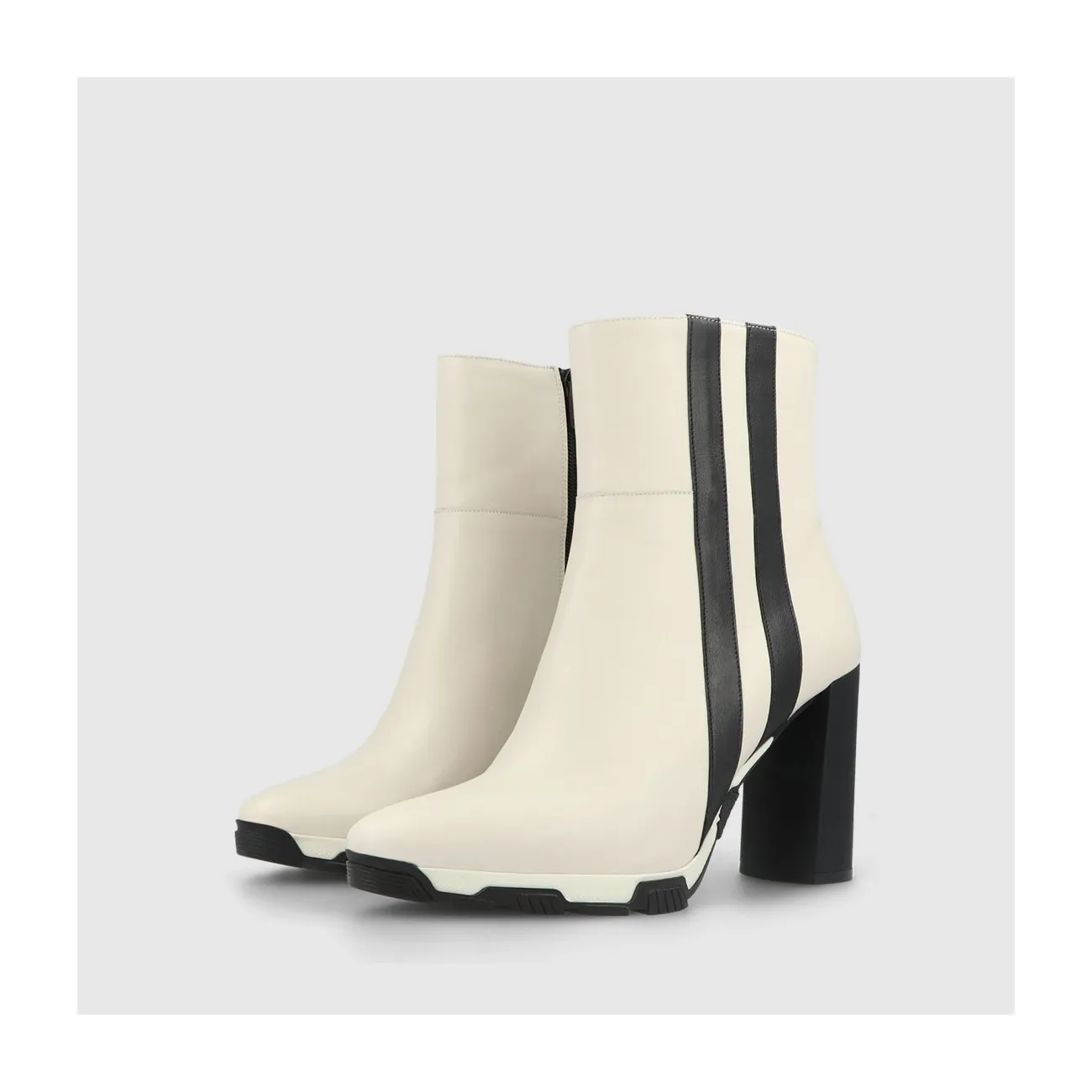 Bottes à talons femme en cuir blanc | LODI Chaussures femme en ligne.