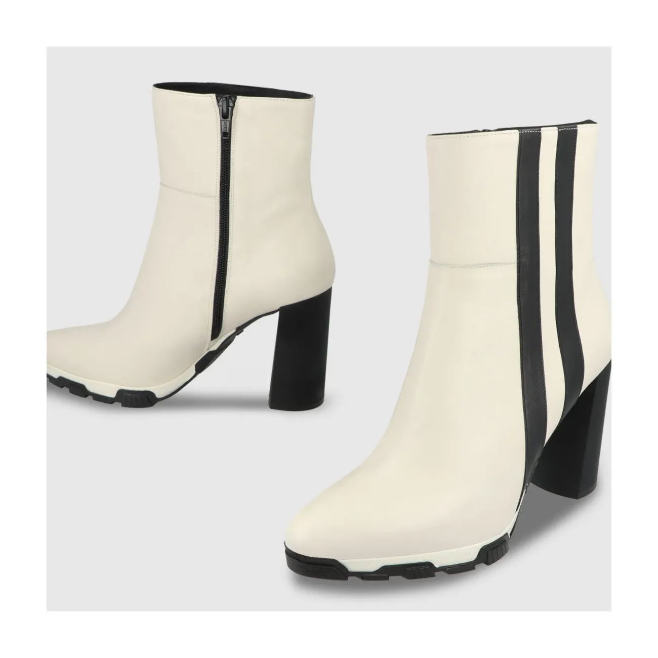 Bottes à talons femme en cuir blanc | LODI Chaussures femme en ligne.