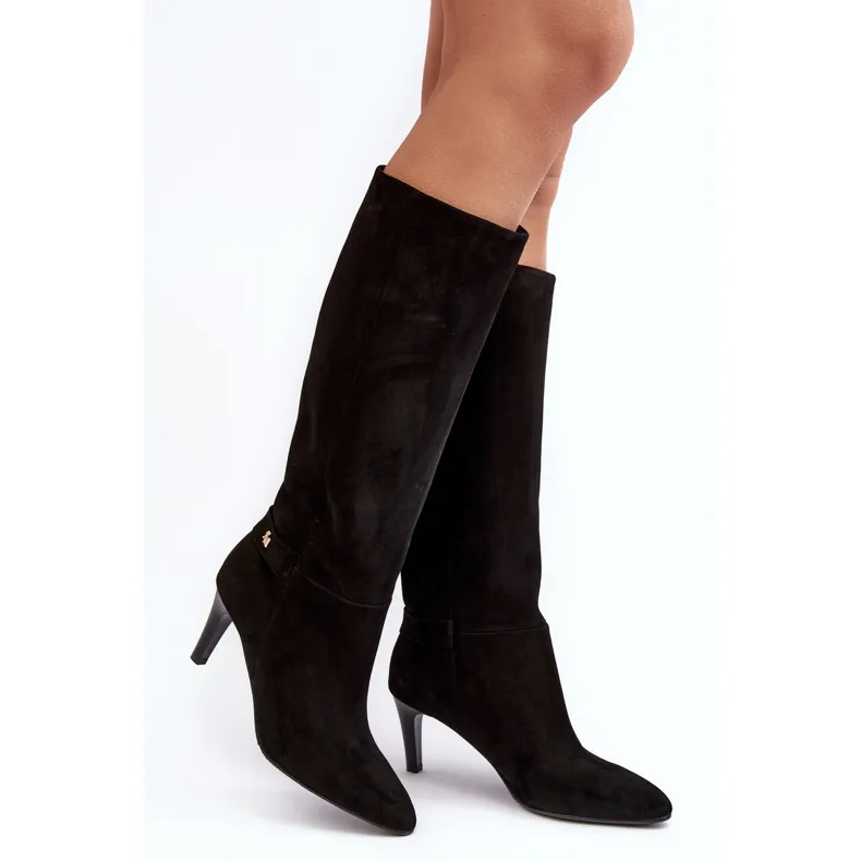 Bottes à talons hauts en daim pour femmes Laura Messi 2694 Noir le noir