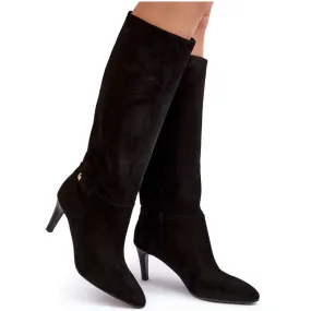 Bottes à talons hauts en daim pour femmes Laura Messi 2694 Noir le noir