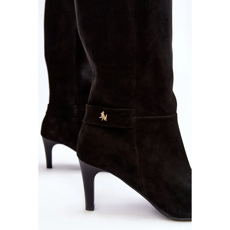 Bottes à talons hauts en daim pour femmes Laura Messi 2694 Noir le noir