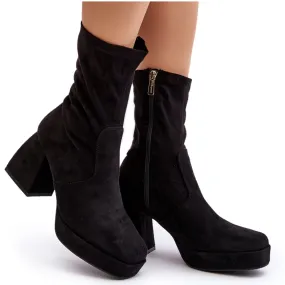 Bottines Adelles noires pour femmes avec talons massifs et plateforme le noir