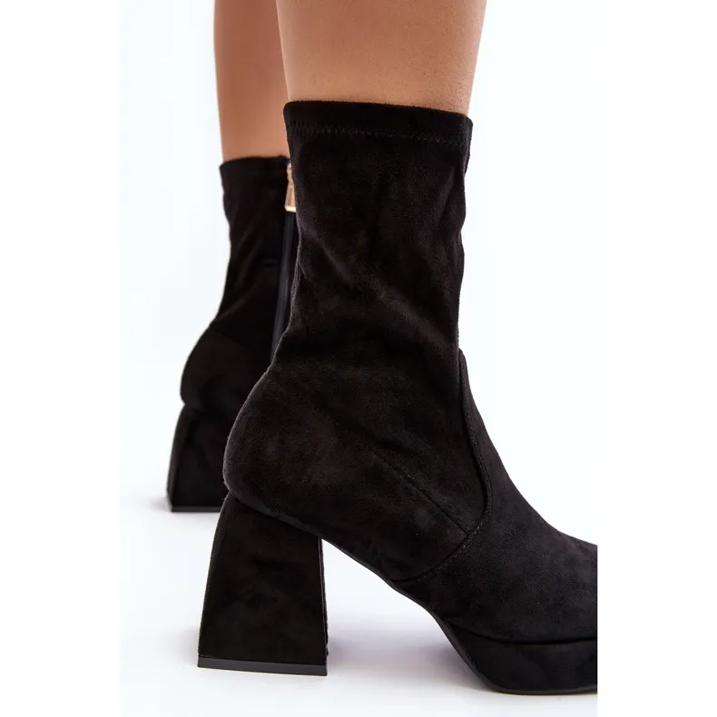 Bottines Adelles noires pour femmes avec talons massifs et plateforme le noir