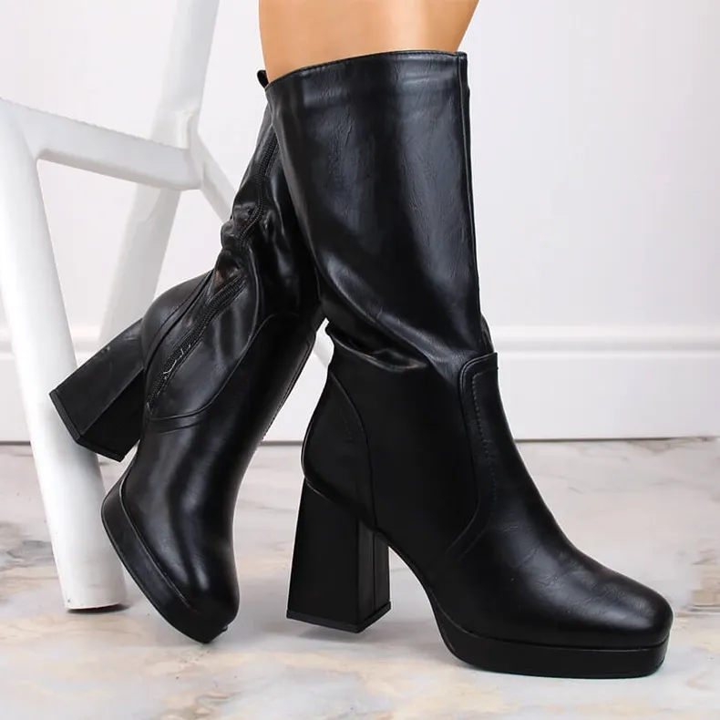 Bottines femme à talons hauts avec élastique, isolées noir Jezzi RMR2288-5 le noir