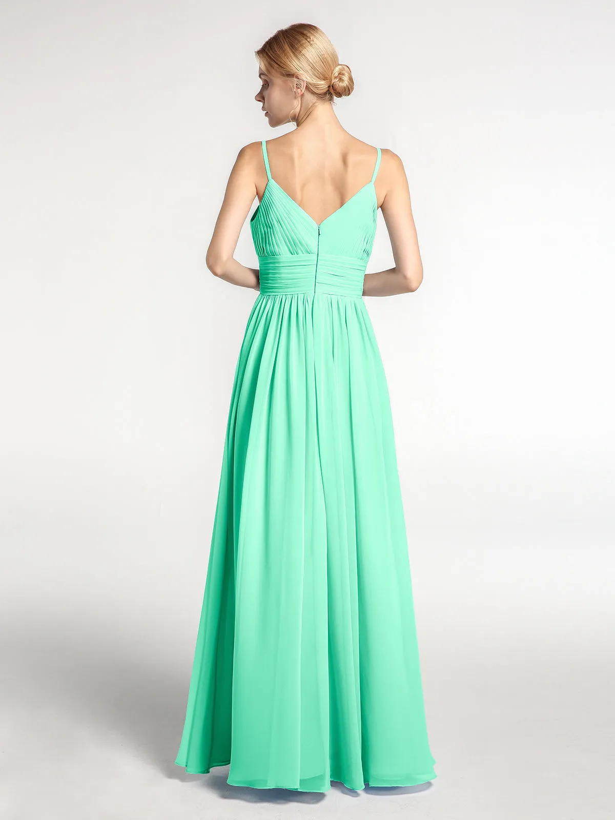 Bretelles Spaghetti Mousseline Maxi Robes Turquoise