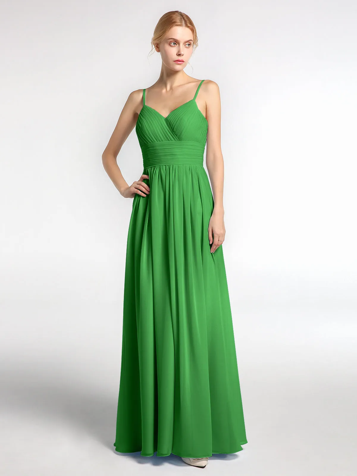 Bretelles Spaghetti Mousseline Maxi Robes Vert Grande Taille