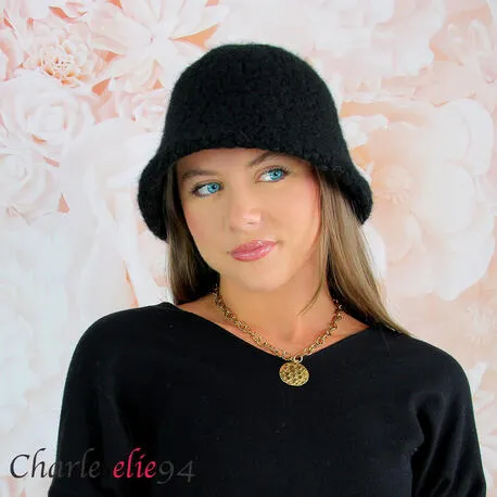 Chapeau bob MAISIE laine et angora noir