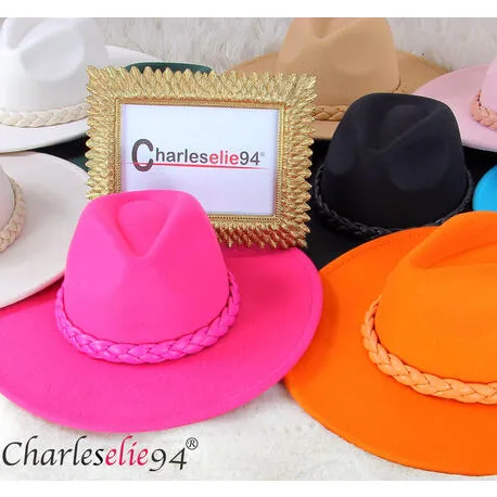 Chapeau chic couture femme feutre laine larges bords HB142 fuchsia