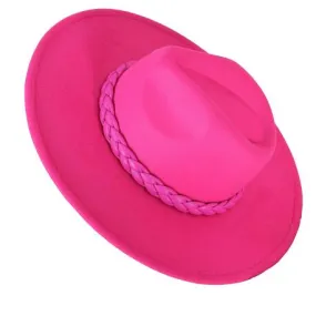 Chapeau chic couture femme feutre laine larges bords HB142 fuchsia