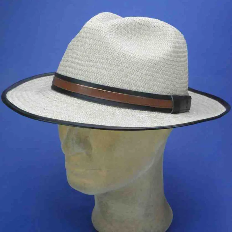 Chapeau Panama Fedora classique gansé cuir | Chapeau d'été mixte