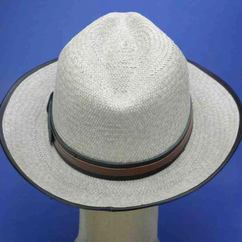 Chapeau Panama Fedora classique gansé cuir | Chapeau d'été mixte