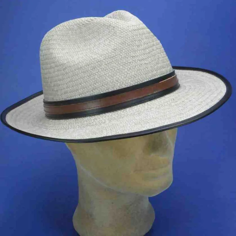 Chapeau Panama Fedora classique gansé cuir | Chapeau d'été mixte