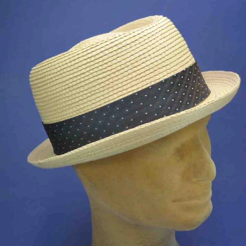 Chapeau Pork Pie, paille cousue, coloris naturel | Chapeau pour homme