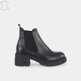 Chelsea boots femme plateforme , en Cuir noir