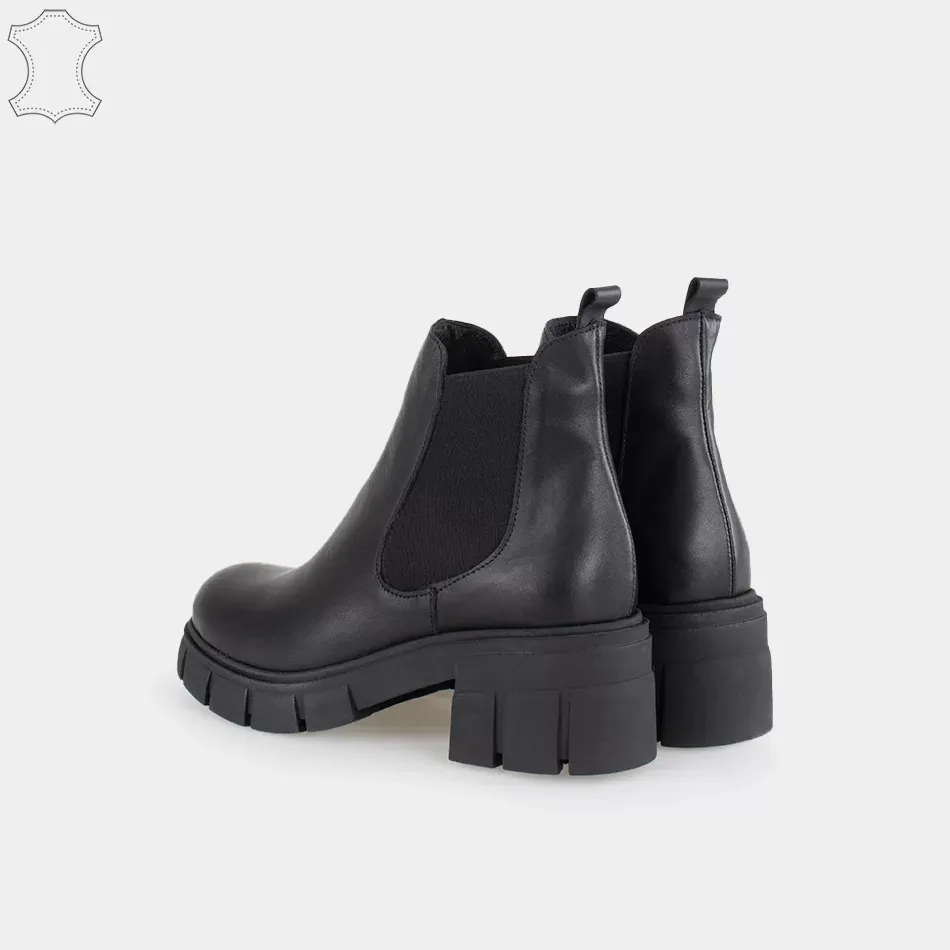 Chelsea boots femme plateforme , en Cuir noir