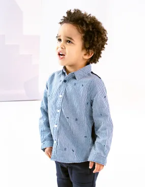 Chemise bi-matière rayures et motifs été bébé garçon