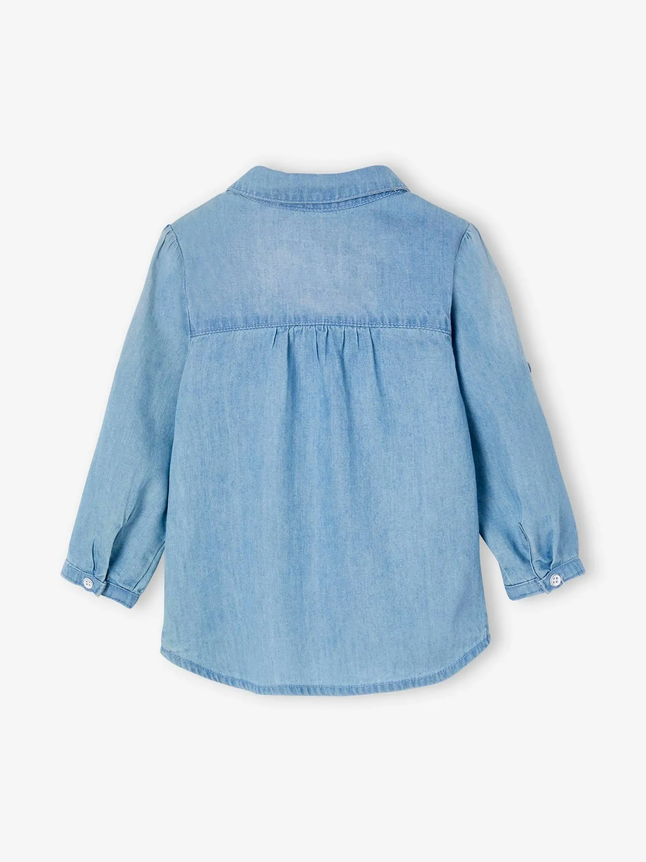 Chemise en jean délavé bébé fille personnalisable denim bleached - Vertbaudet