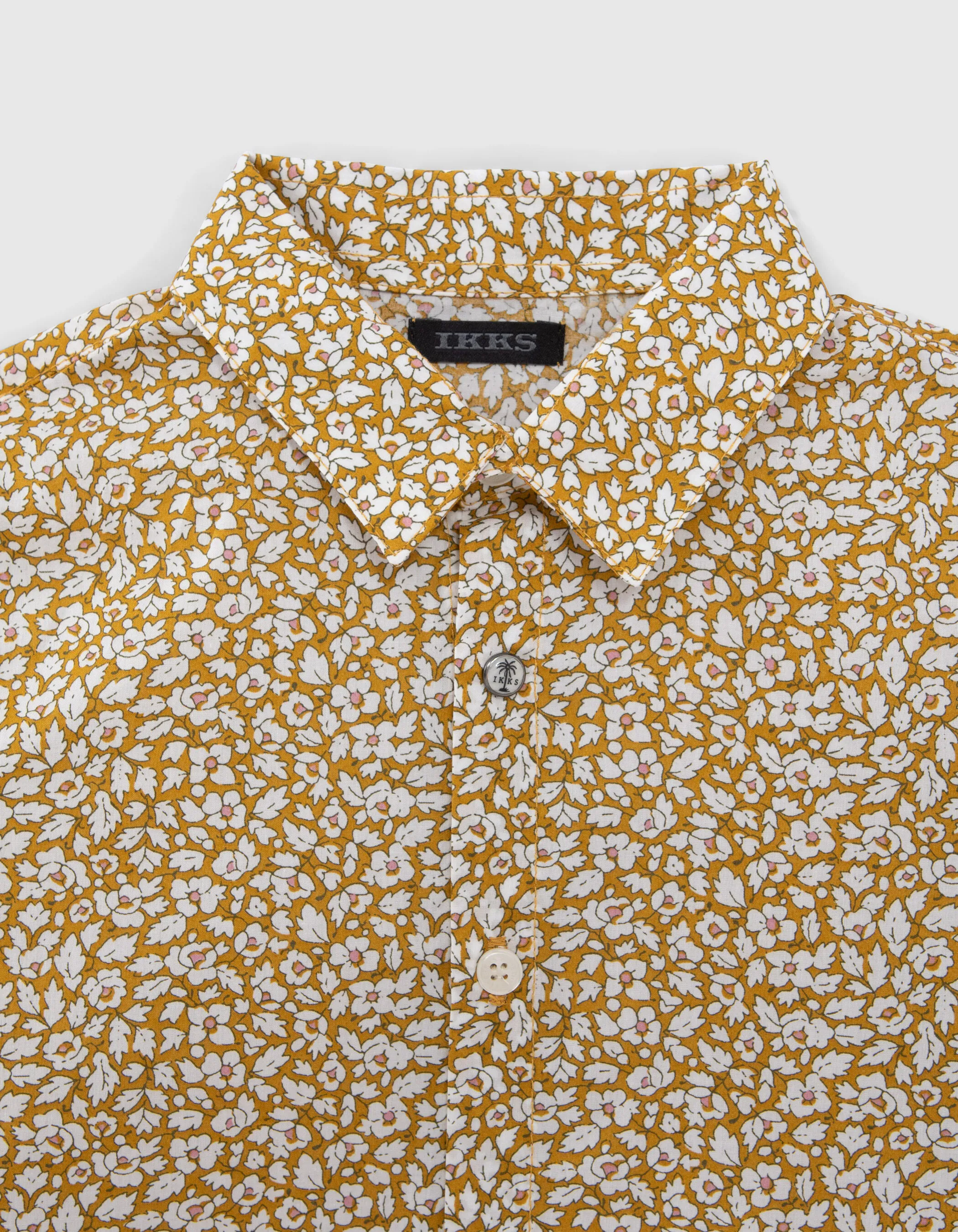 Chemise jaune tissu Liberty® motif floral garçon