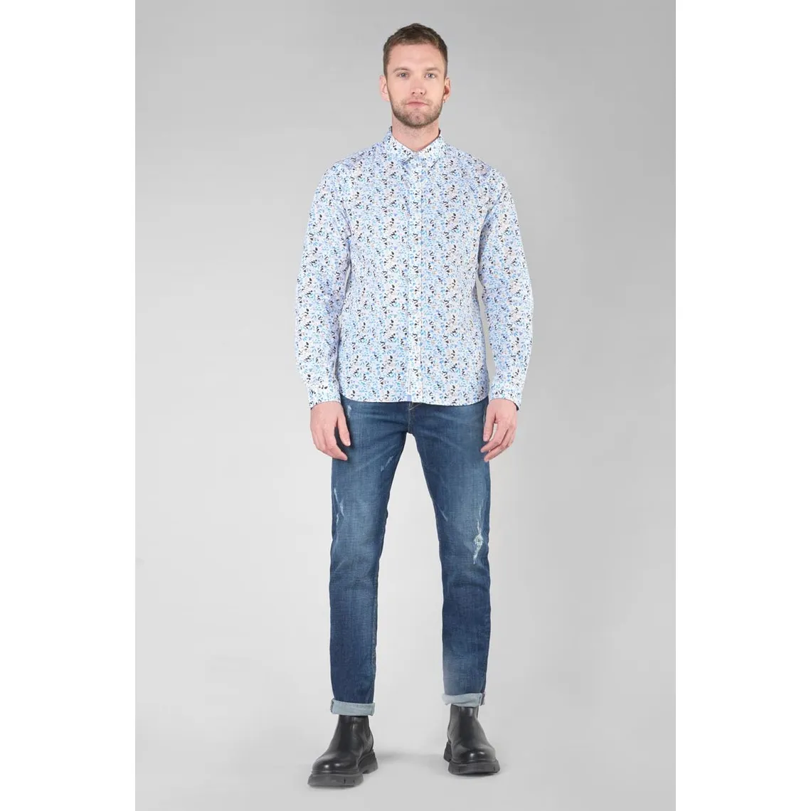 Chemise MARIOT blanc en coton Le Temps des Cerises - Chemise Homme sur MenCorner