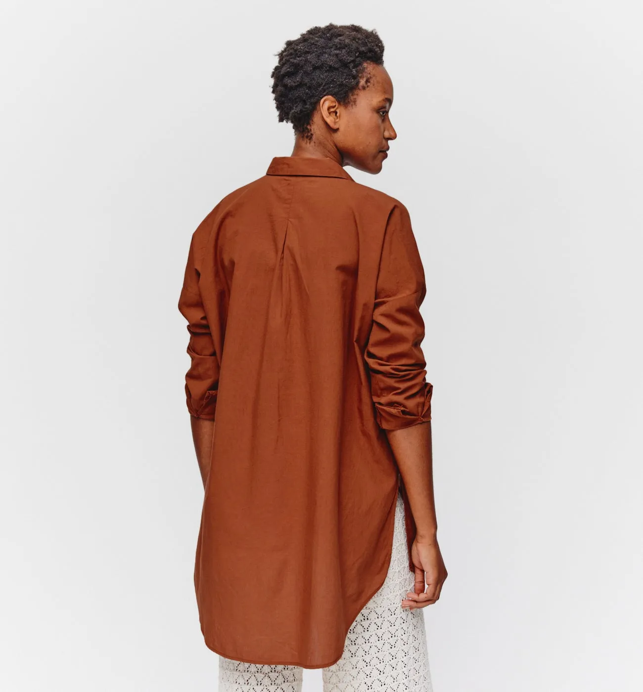 Chemise oversize en coton - Chocolat