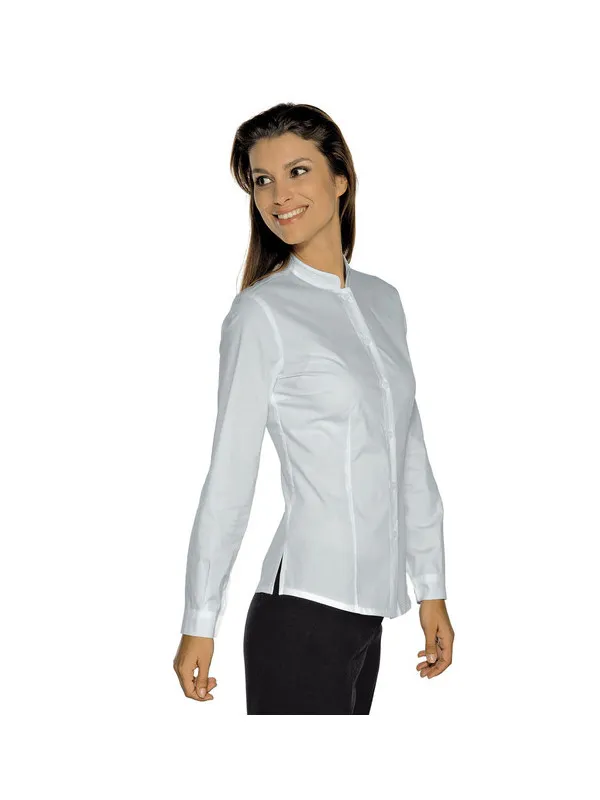 Chemise Stretch Col Mao Blanche