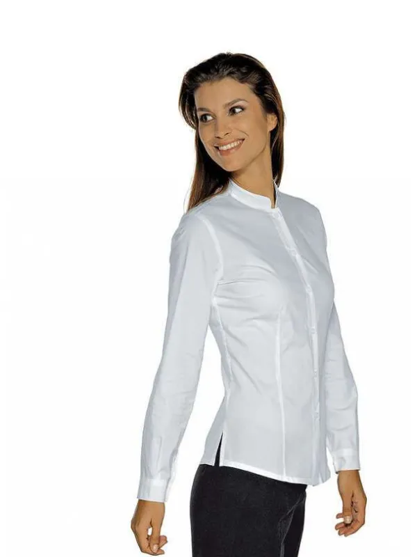 Chemise Stretch Col Mao Blanche