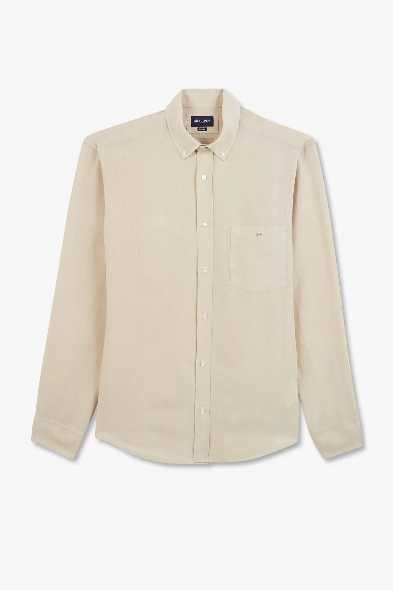 Chemise unie beige en lin