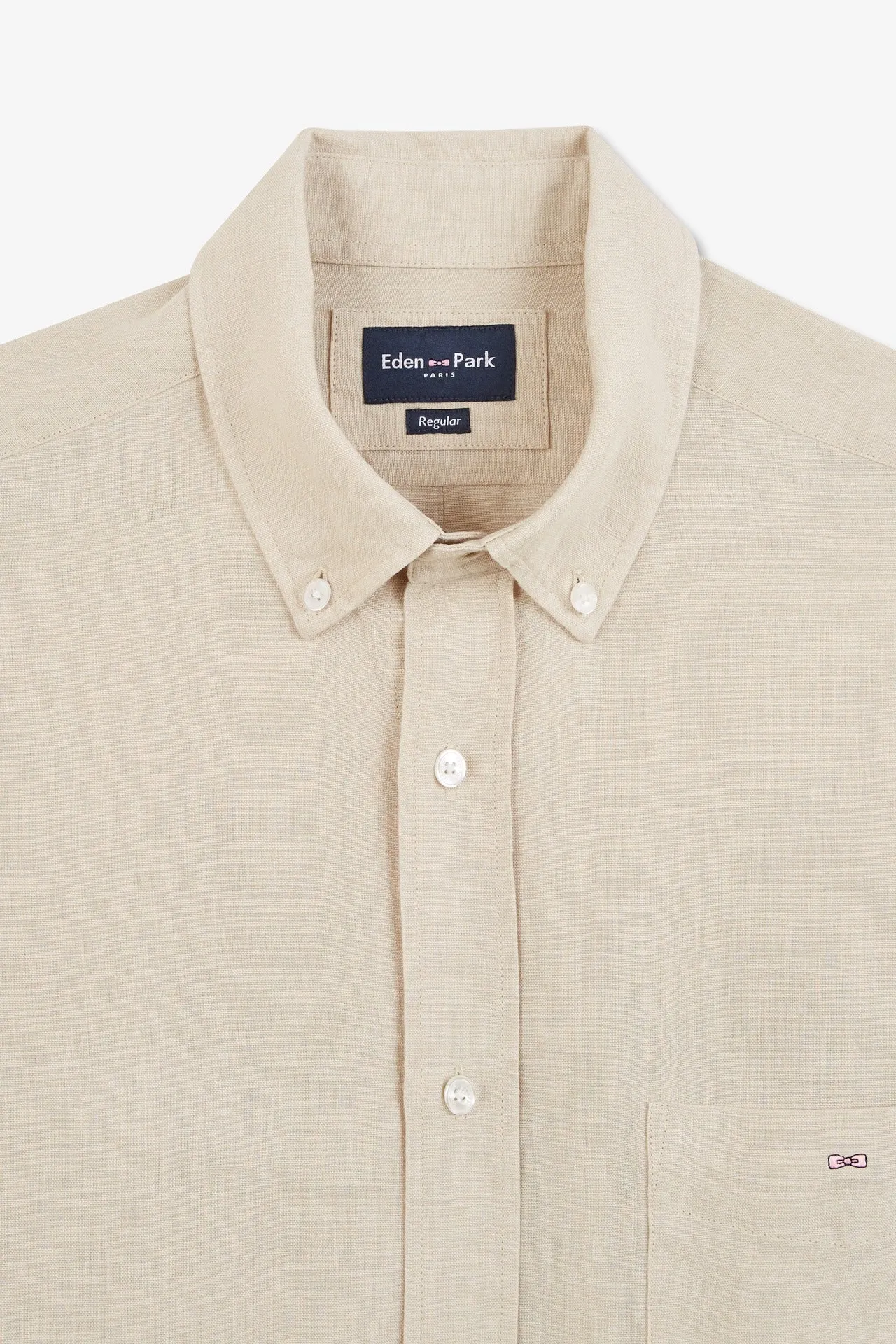 Chemise unie beige en lin