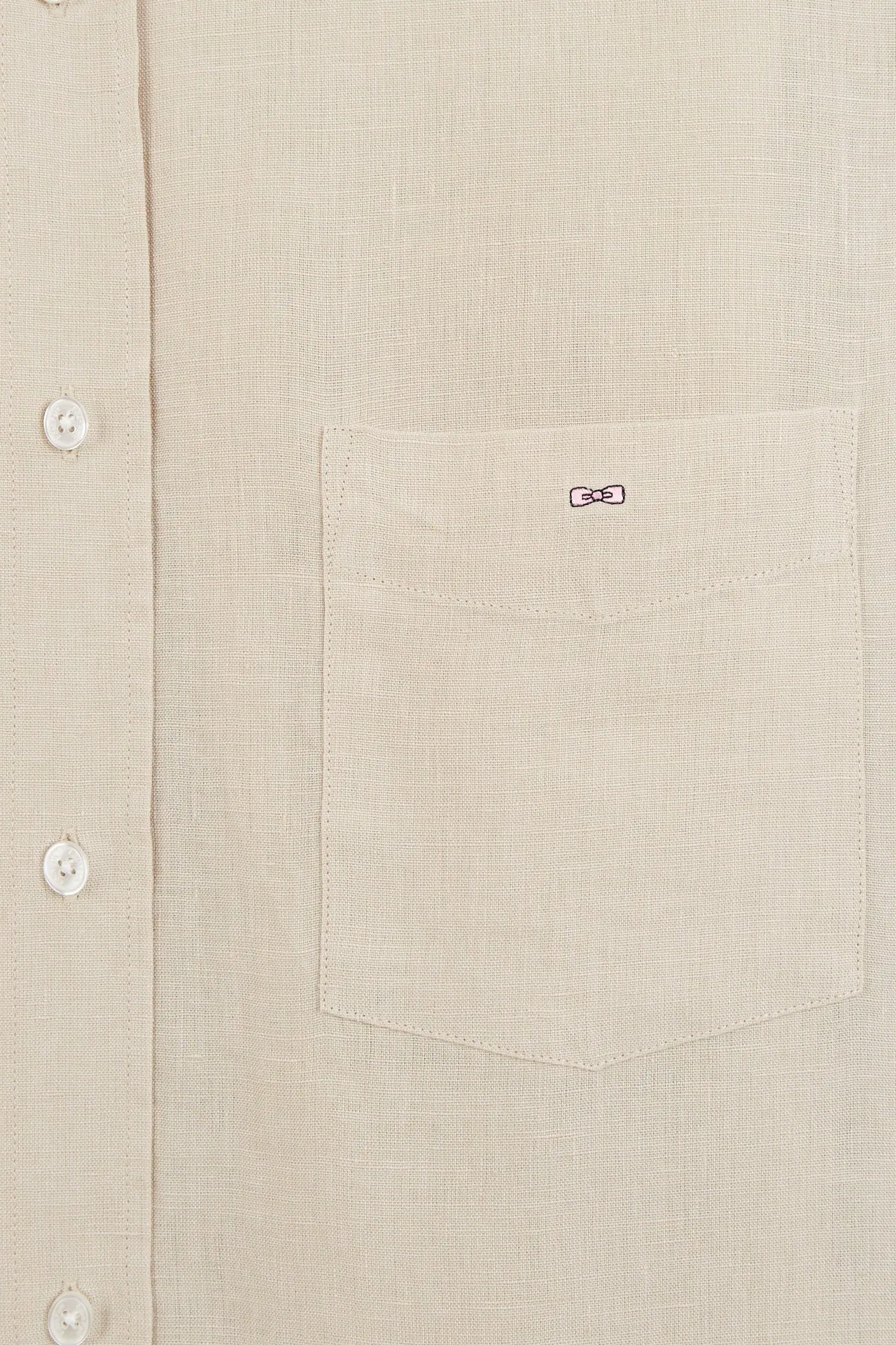 Chemise unie beige en lin