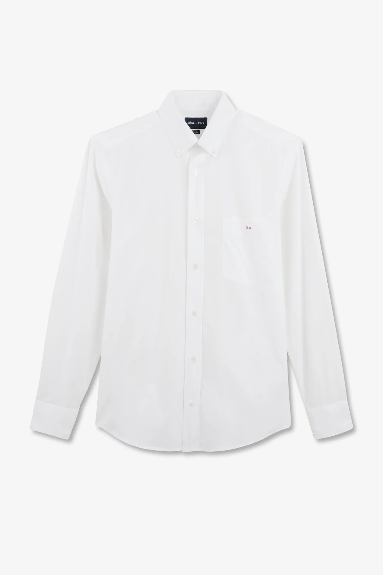 Chemise unie blanche en coton coupe classique