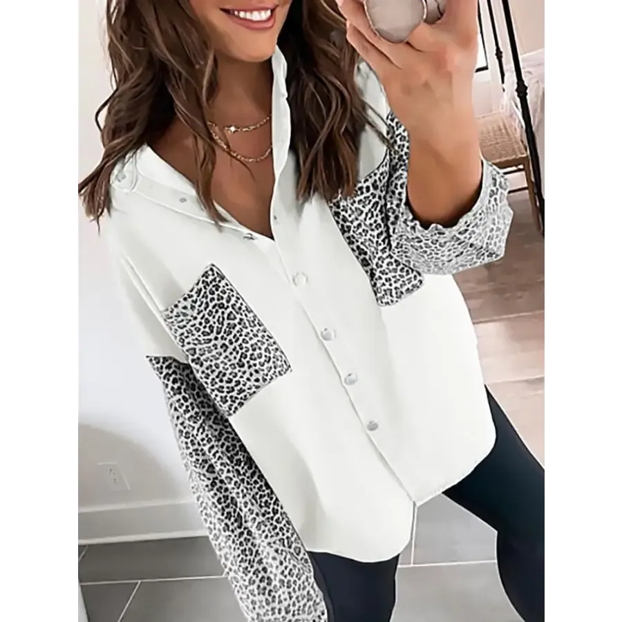 Chemise Veste Imprimé Léopard Blanc