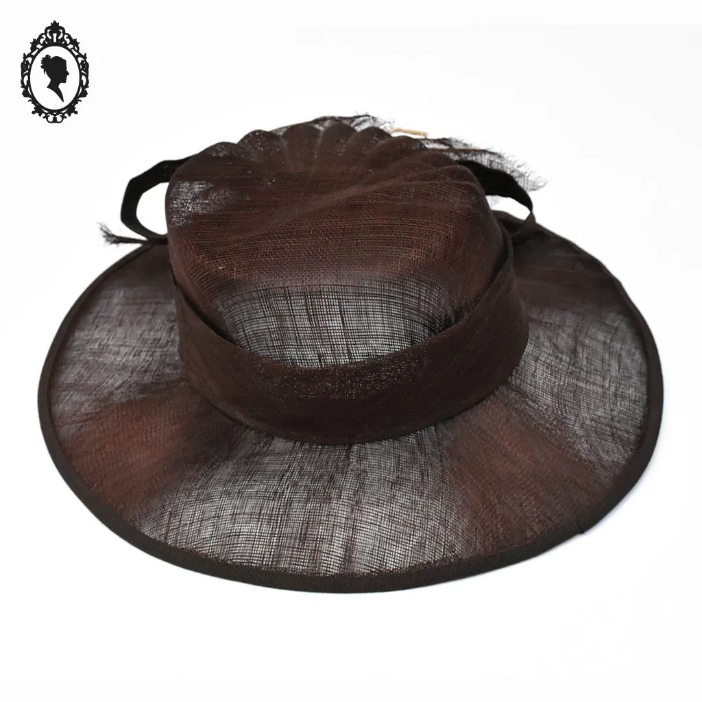 Chic chapeau femme mariage marron 100% paille NEUF Taille S ou 55 cm