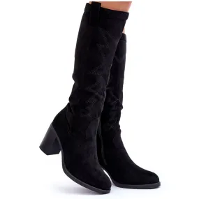 Day-Vine Bottes à Talons Hauts en Daim pour Femme Noir Khabira le noir