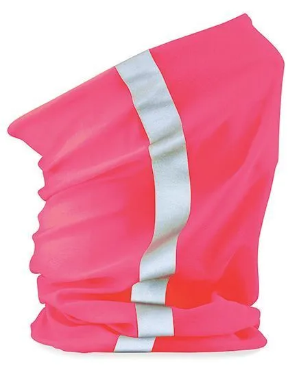 Echarpe tubulaire - tour de cou avec bande réfléchissante - B950 - rose fluo 