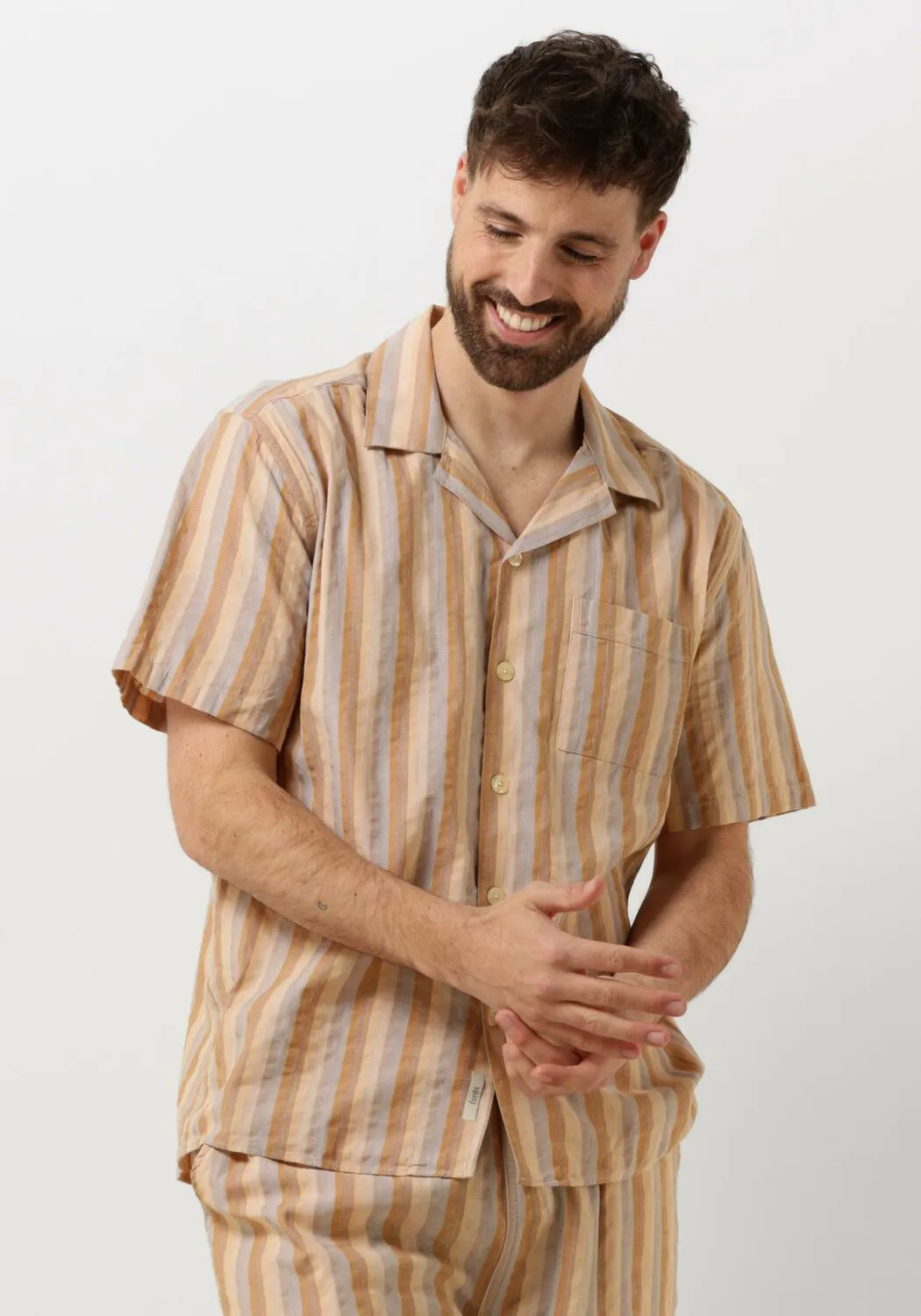 forét chemise décontracté otter seersucker ss shirt en marron