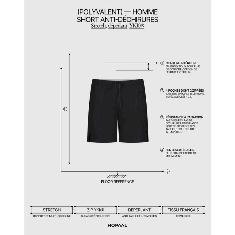 Hopaal Short Anti-Déchirure - Short randonnée homme | Hardloop