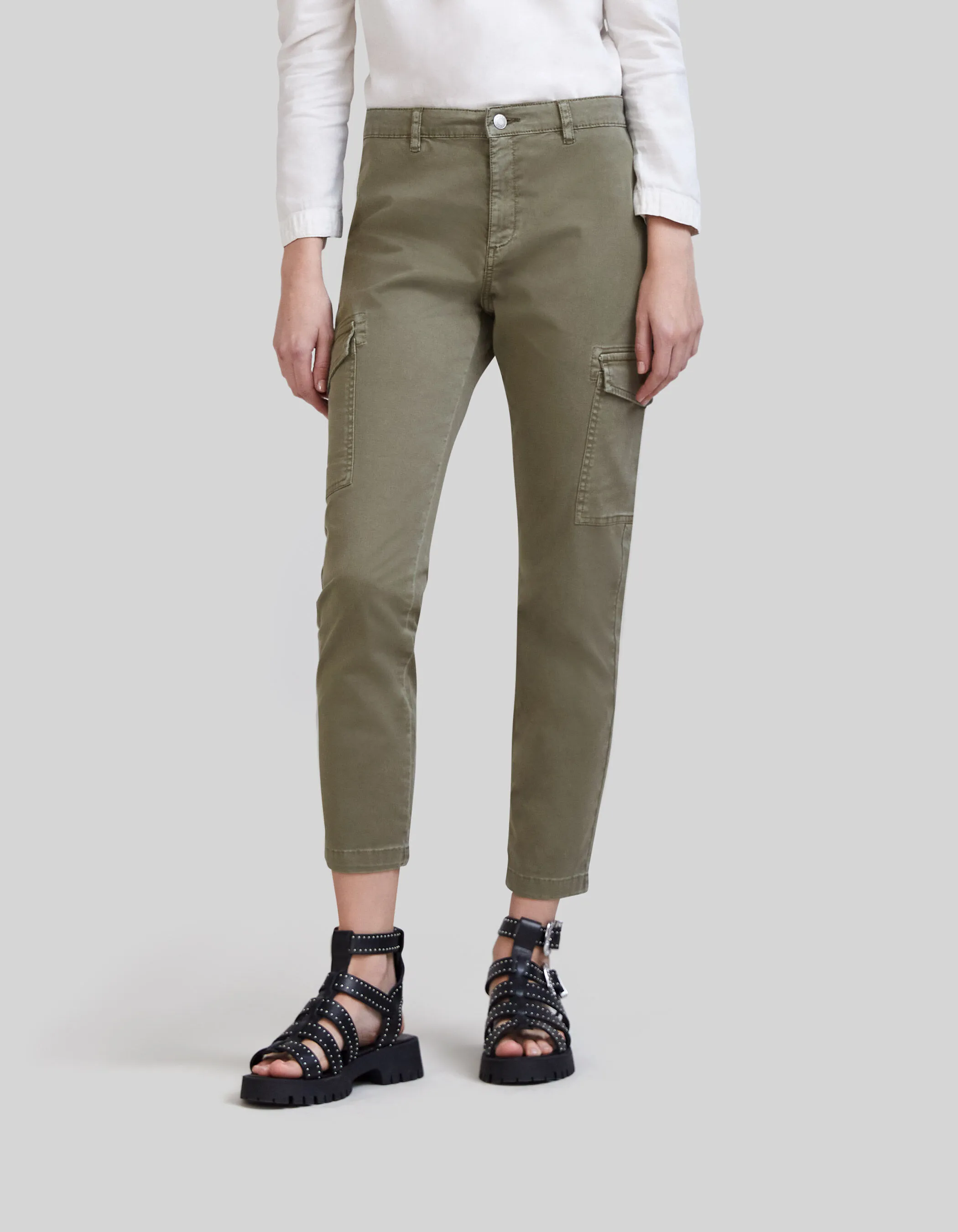 Jean battle kaki cropped Femme