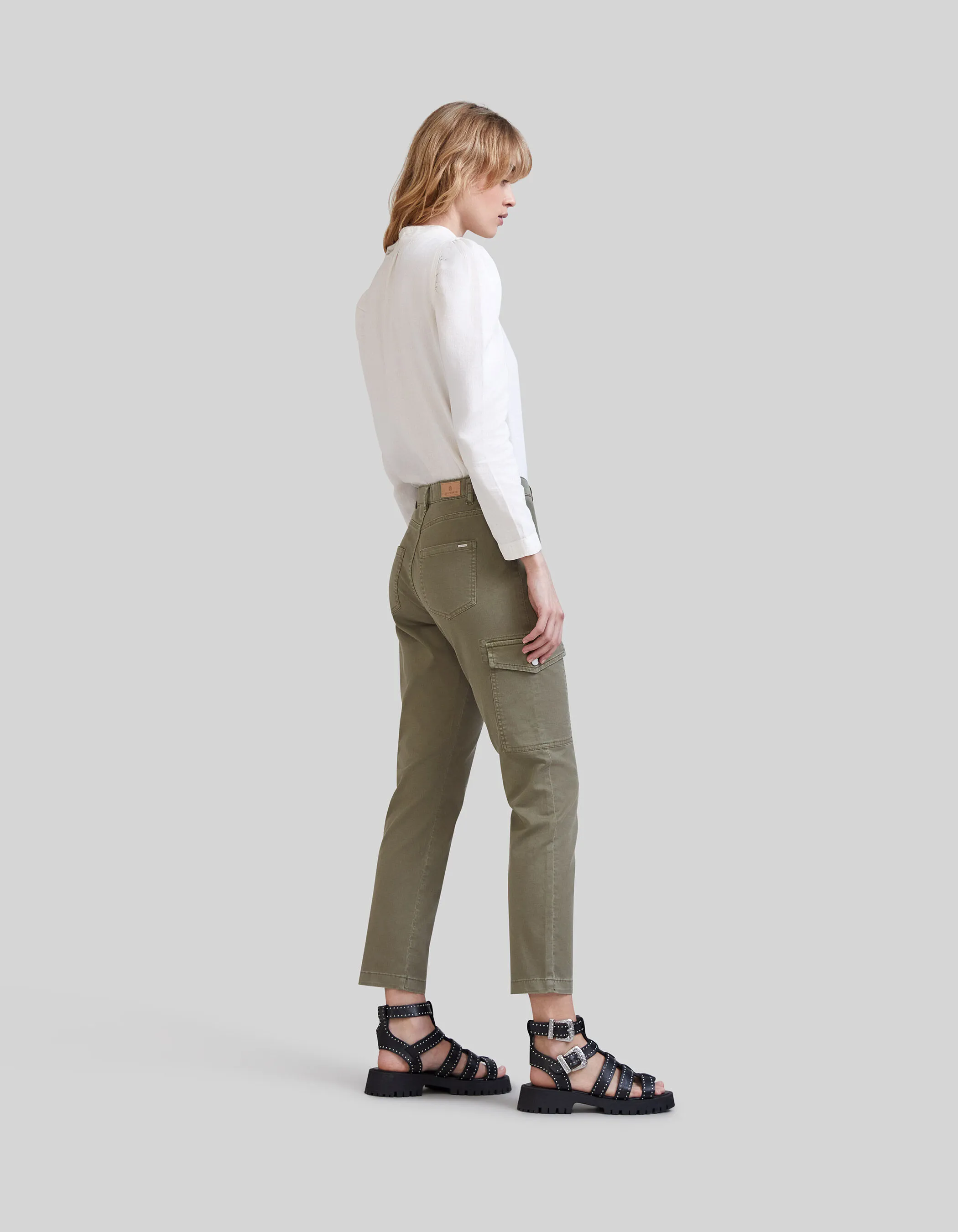 Jean battle kaki cropped Femme