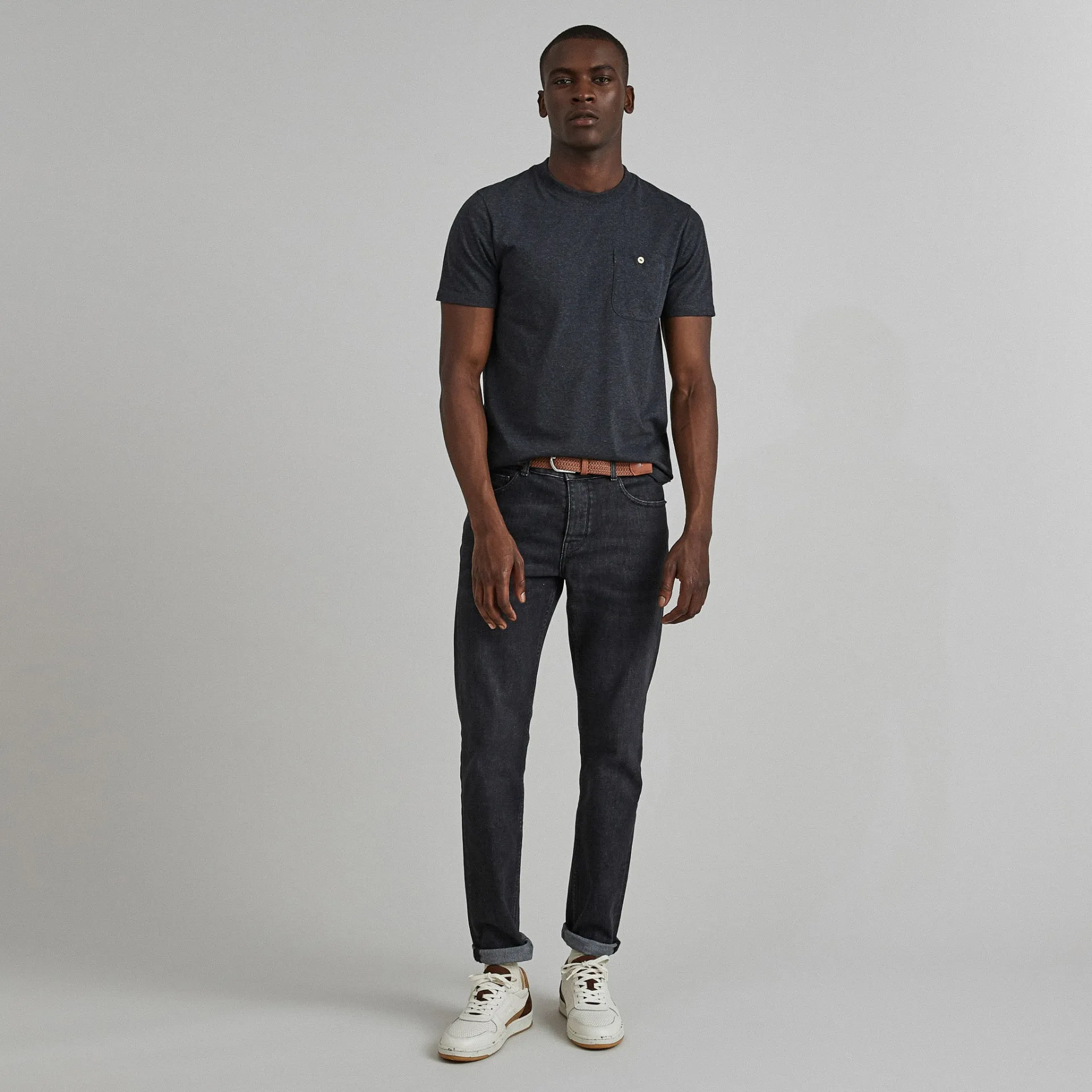 Jean black washed coupe slim végan coton - modèle Denim - FAGUO