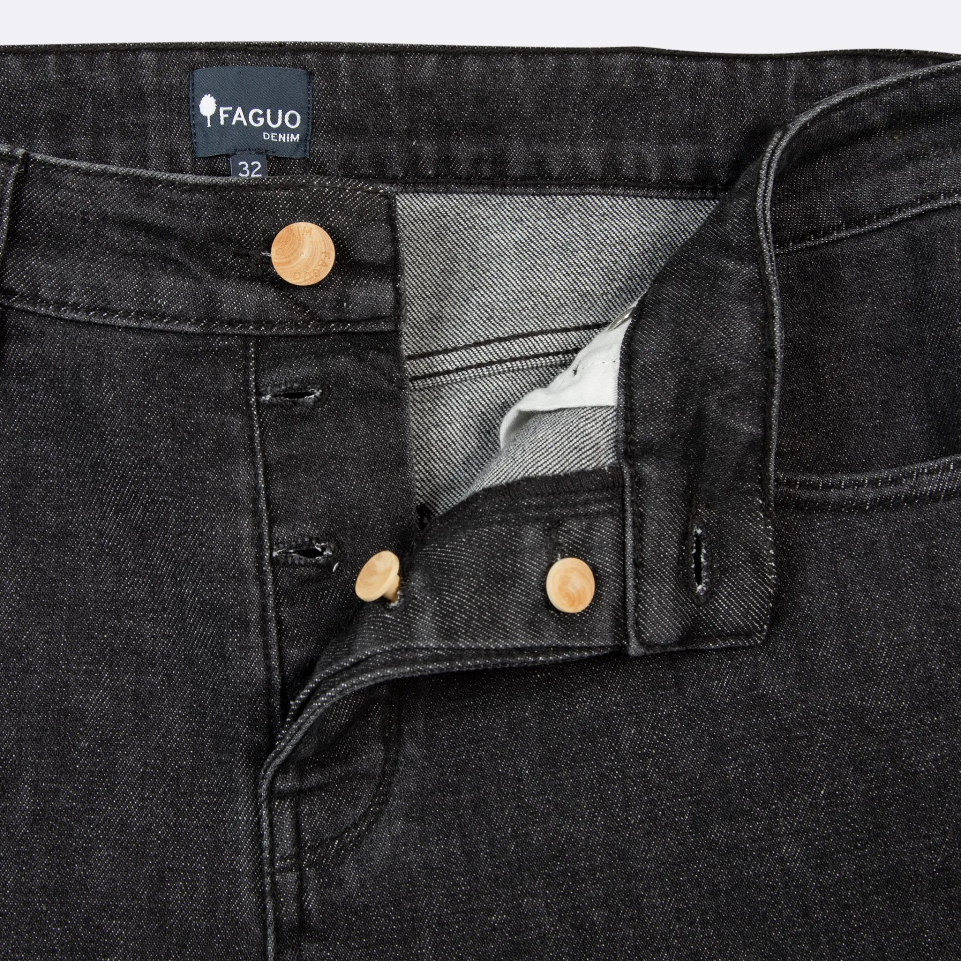 Jean black washed coupe slim végan coton - modèle Denim - FAGUO