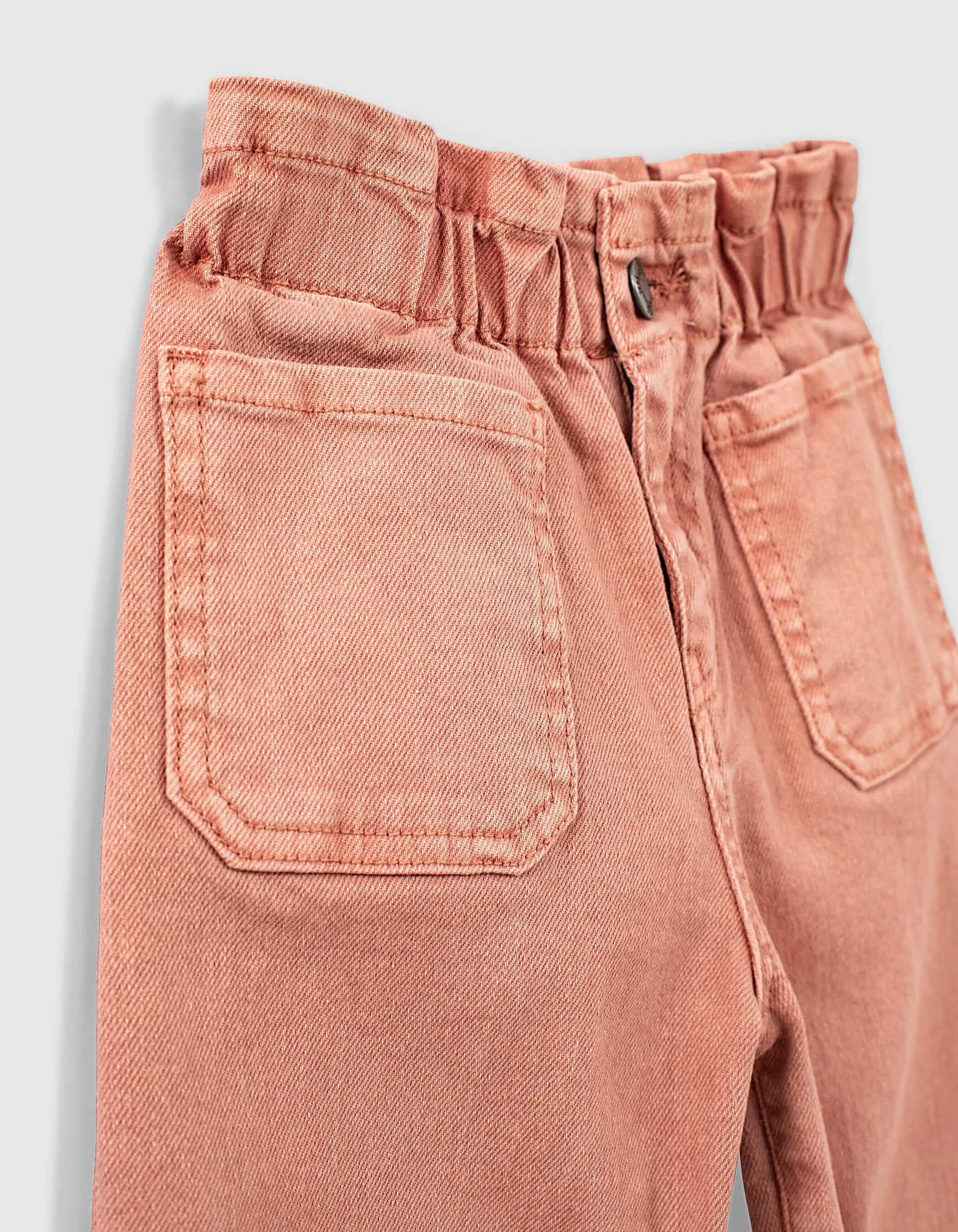 Jean paper bag dusty rose fille