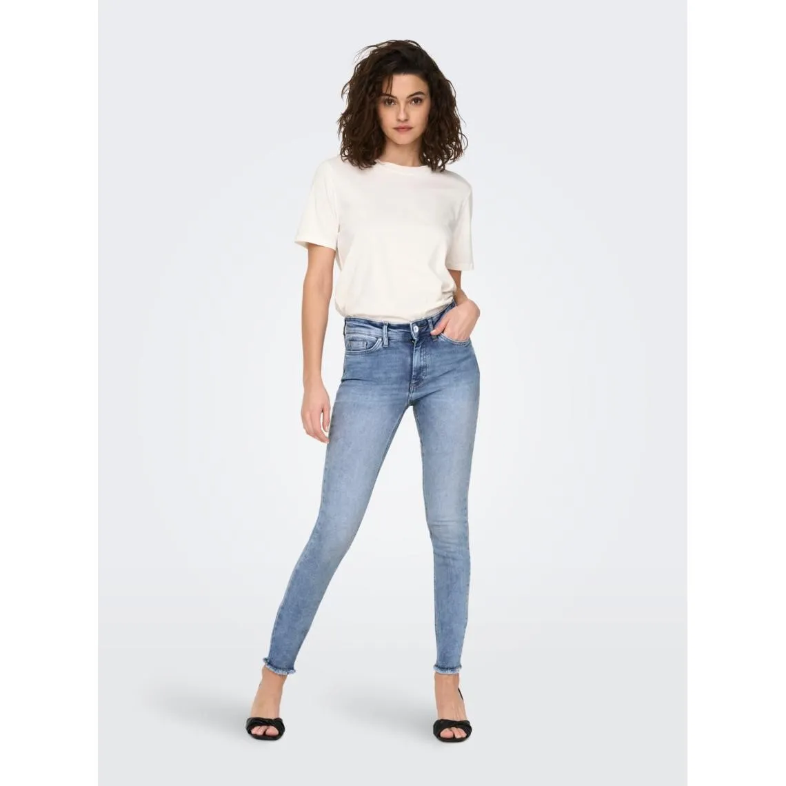 Jean skinny taille moyenne bleu en coton Molly | 3 Suisses