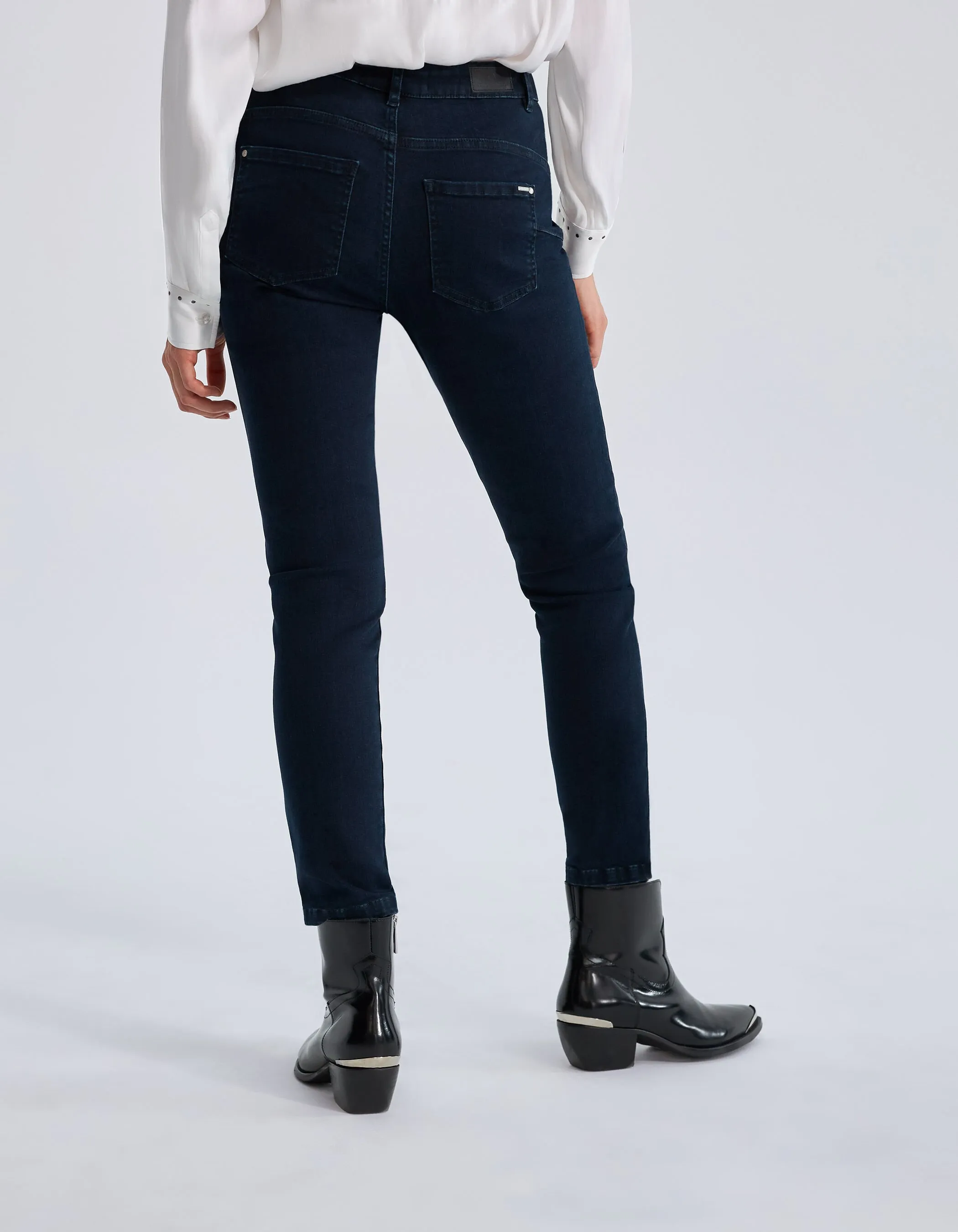 Jean slim bleu clouté 7/8e Powerstretch Waterless Femme