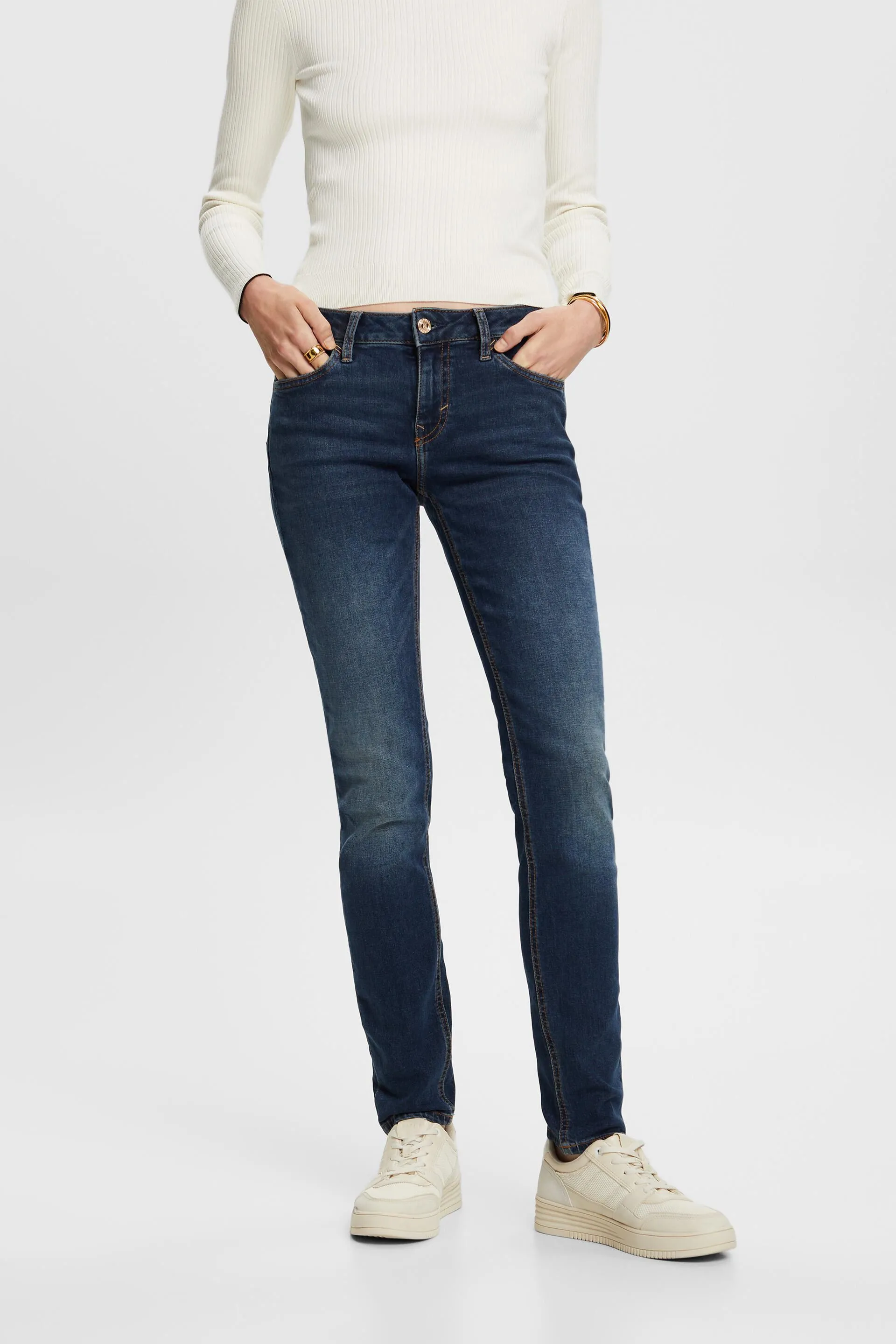 Jean stretch de coupe Slim Fit à taille mi-haute