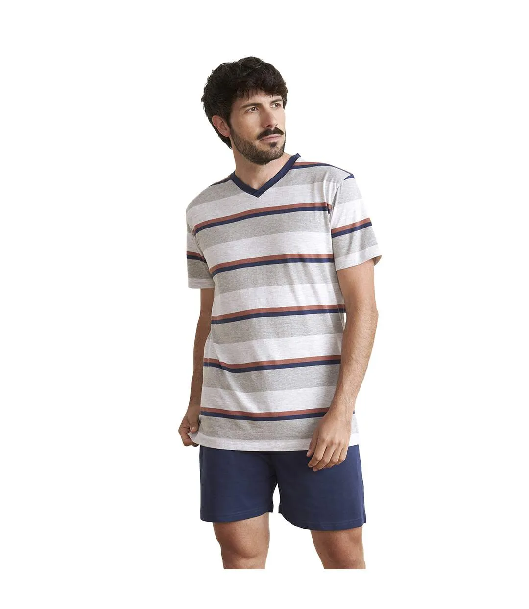 JJBEH5300 men's short-sleeved V-neck pajamas