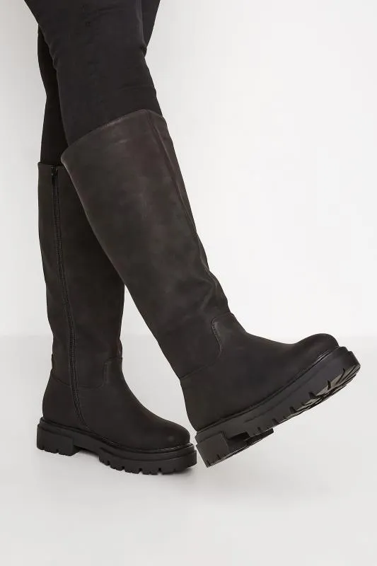 LIMITED COLLECTION - Bottes Noires Chunky Pieds Larges E & Extra Larges EEE